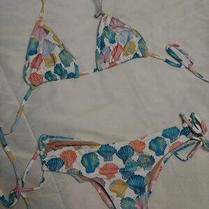 rainbow shell print bikini